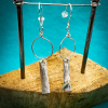 Circular & Rectangular Earrings, Silver - Image 2